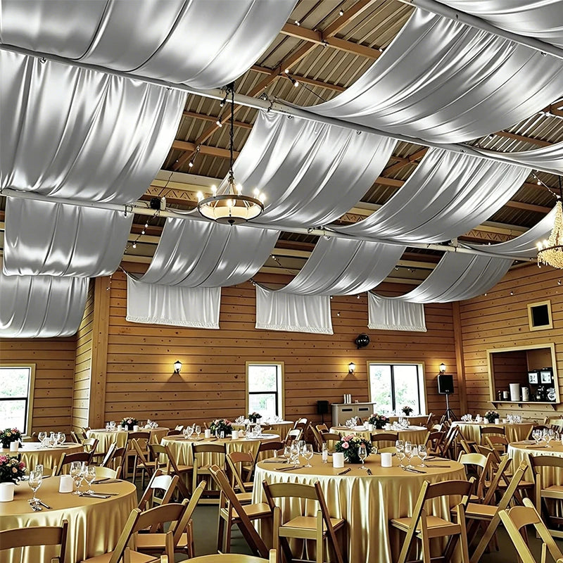 Drapé de Plafond Mariage en Satin, 16 Coloris, 3 à 12 m