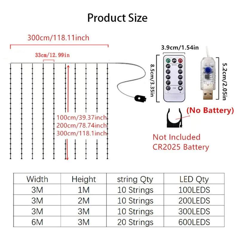 Rideau Lumineux LED avec Télécommande, 100 à 600 LED, vue complémentaire 5