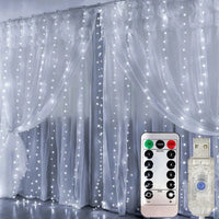Rideau Lumineux LED Mariage USB avec Télécommande, coloris blanc