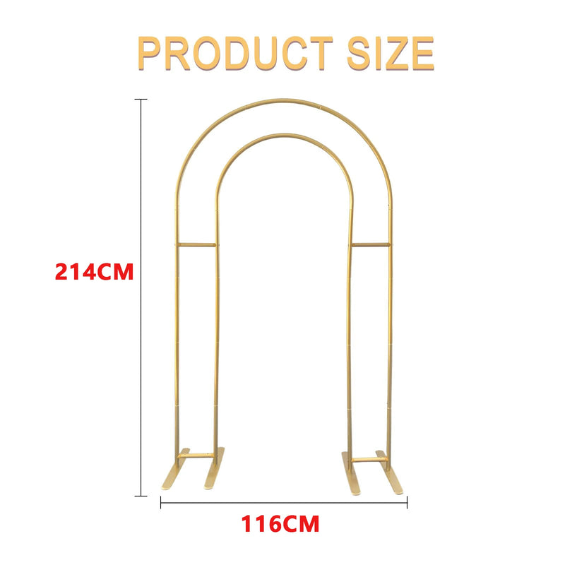 Arche de Mariage Double Arc Dorée en Aluminium, 116 x 214 cm, vue complémentaire 6
