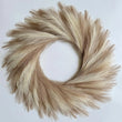 Couronne de Pampa Artificielle Murale Beige et Café, 65 cm de Diamètre