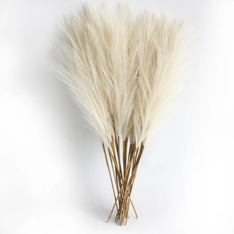 Pampa Artificielle 6 Tiges de 50 cm, Blanc, Beige ou Café, coloris beige