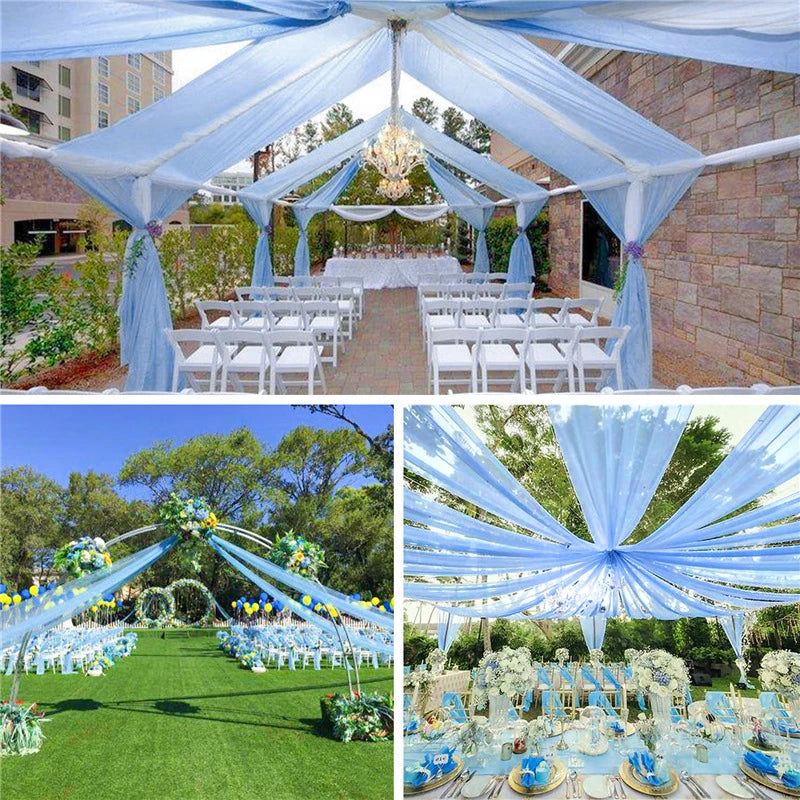 Voilage de Plafond pour Salle de Mariage, coloris bleu ciel