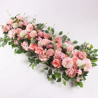 Rangée de Fleurs pour Arche de Mariage, coloris rose corail et rose pâle