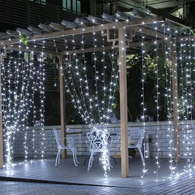 Rideau Lumineux LED à Télécommande, Blanc ou Blanc Chaud, 300 x 200 ou 300 x 300 cm