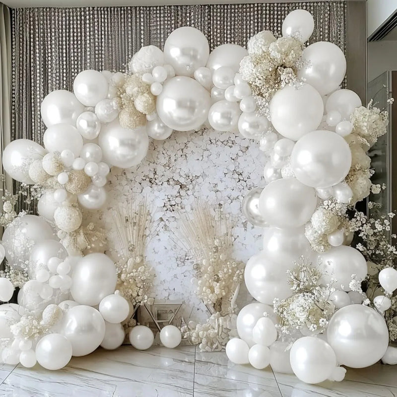 Kit Arche de Ballons Blanc Perlé, 122 Pièces, vue d'ensemble