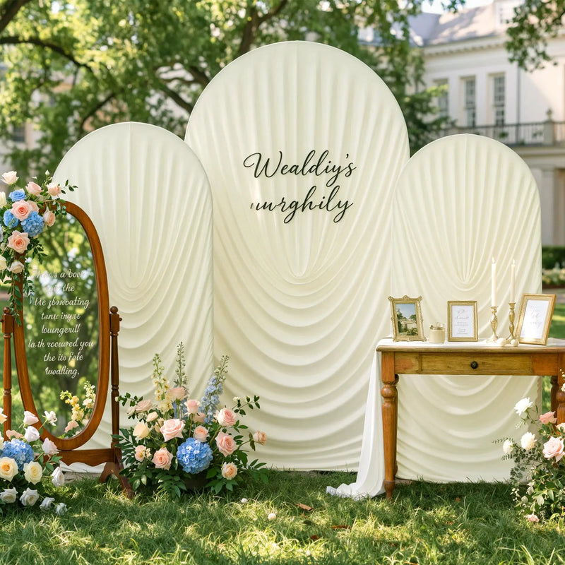 Housse d'Arche de Mariage Drapée Effet Rideau, 10 Coloris, 5 Tailles