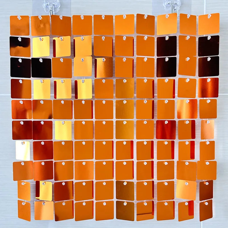 Toile de Fond Mariage à Panneaux Sequins Brillants, coloris orange