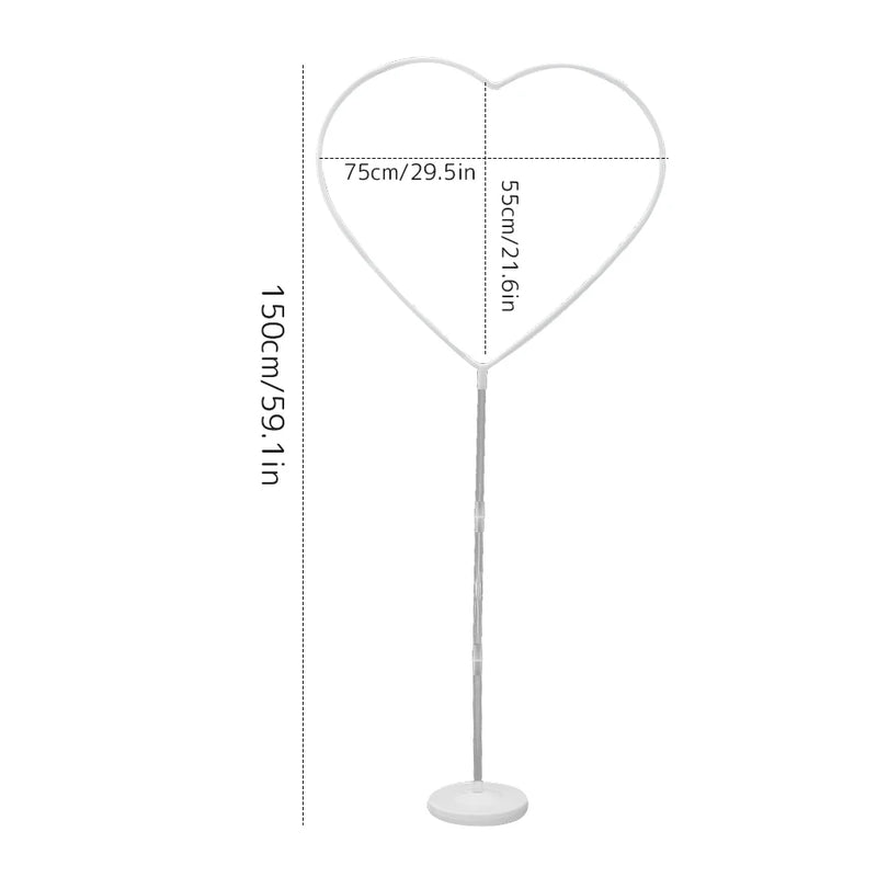 Colonnes à Ballons Transparentes, 2 Bases à Lester et 8 Tiges, support cœur sur pied, 150 cm