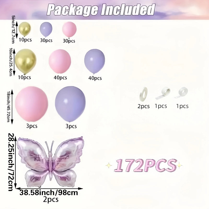 Kit Arche de Ballons Lilas et Rose avec 2 Papillons, vue complémentaire 6