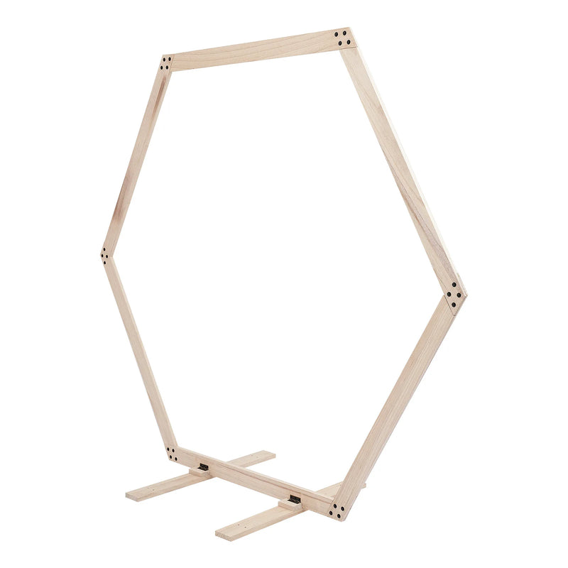 Arche de mariage en bois hexagonale naturel, pour une cérémonie laïque
