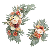 Paire de Compositions Florales pour Arche de Mariage, coloris pêche, corail et ivoire