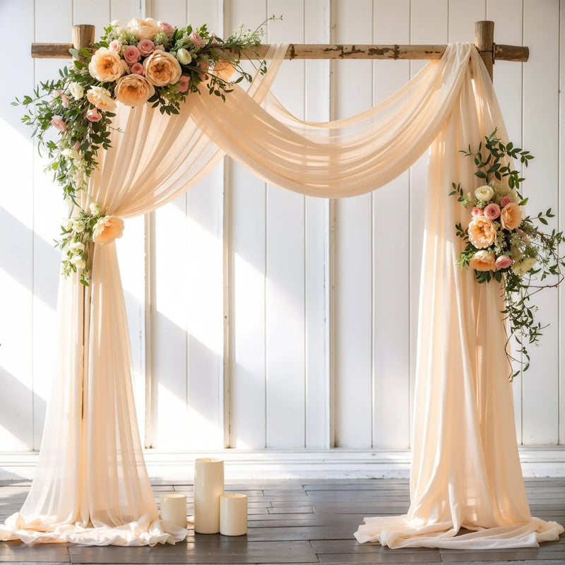Voilage Chiffon pour Arche de Mariage, 70 cm × 3 à 10 m, coloris champagne