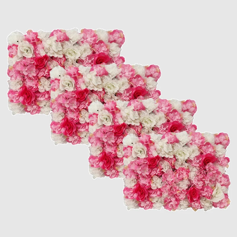 Mur de Fleurs Artificielles, Lot de 4 Panneaux 60 × 40 cm, vue d'ensemble