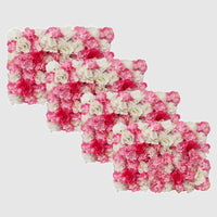 Mur de Fleurs Artificielles, Lot de 4 Panneaux 60 × 40 cm, vue d'ensemble