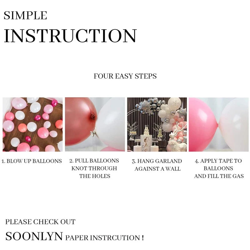 Kit Arche de Ballons Rose, Blanc et Argent, 115 Pièces, vue complémentaire 5