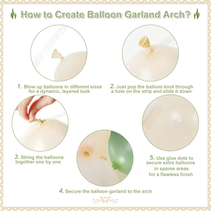 Kit Arche de Ballons Vert Sauge, Sable et Blanc, 120 Pièces, vue complémentaire 4
