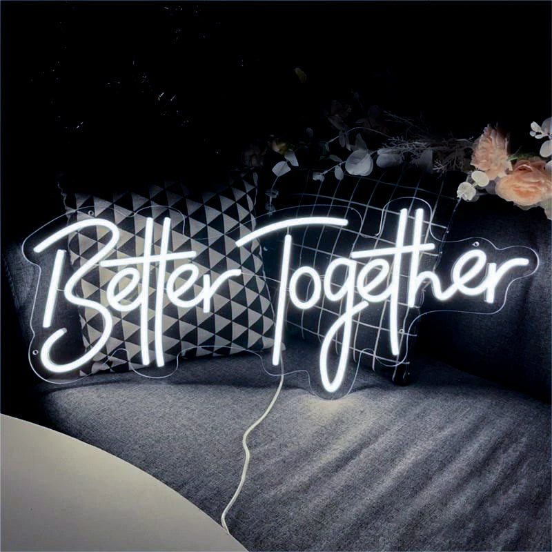 Néon Mariage Mural, 10 Phrases dont « Better Together », 11 Couleurs
