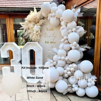 Kit Arche de Ballons Blanc Sable et Beige, blanc sable, 100 pièces