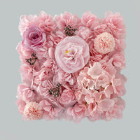 Mur de Fleurs Artificielles, Panneau Carré 35 × 35 cm, coloris rose pâle