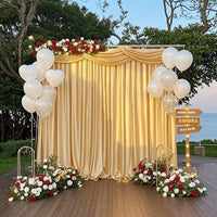 Rideau Satin Brillant pour Fond de Cérémonie, 140 cm de Large, coloris doré