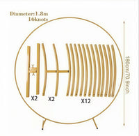 Arche de Mariage Ronde Dorée Démontable en Métal, 150 à 250 cm