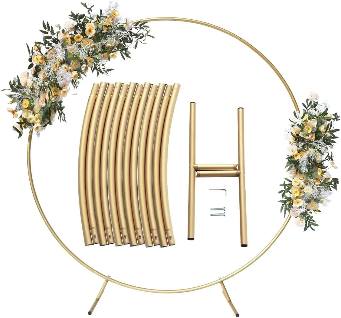 Arche de Mariage Ronde en Aluminium Doré, 150 à 220 cm