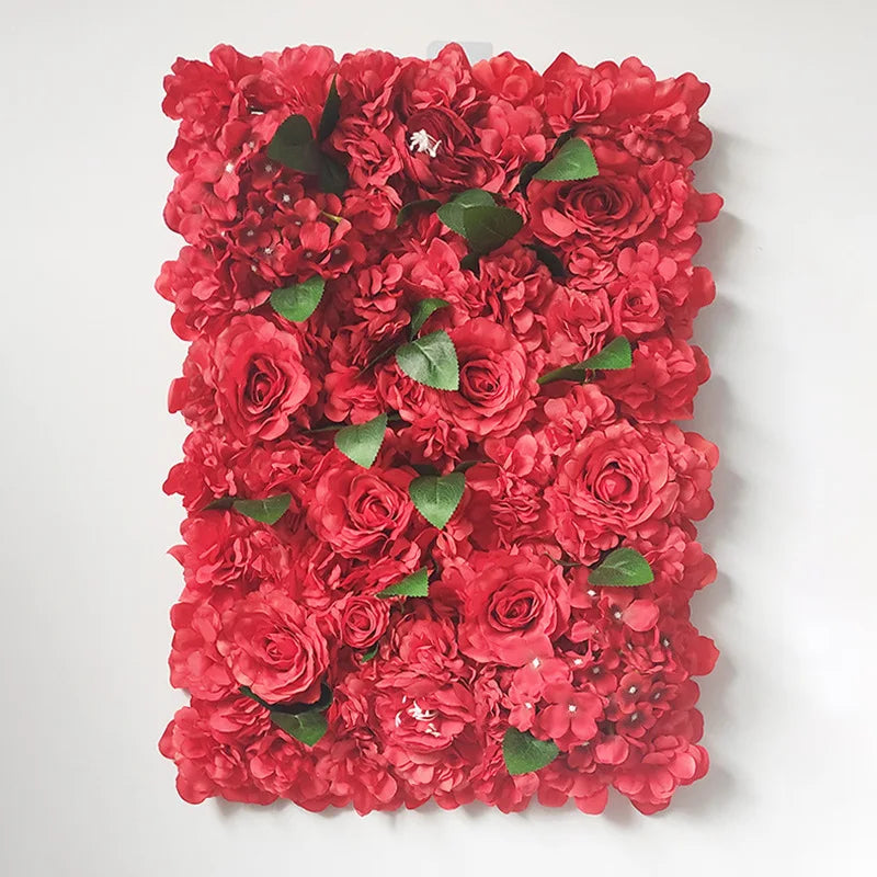 Mur de Fleurs Artificielles, Panneau de Roses 3D 60 × 40 cm, vue d'ensemble