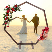 Arche de mariage en bois heptagonale champêtre, pour l'entrée de la salle