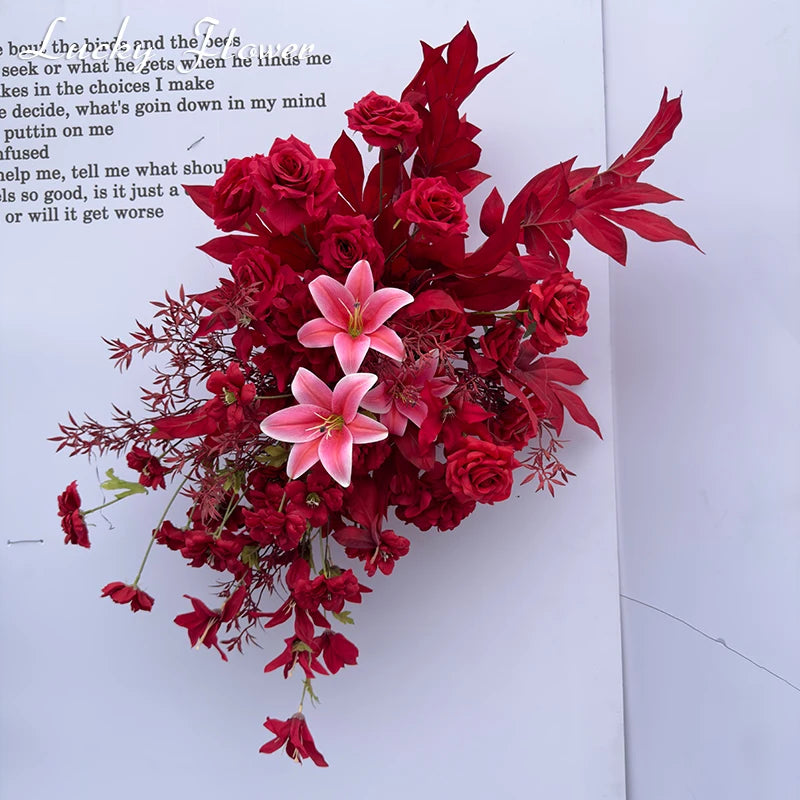 Fleurs Rouges pour Fond de Mariage, Roses, Lys et Anthuriums, vue complémentaire 5