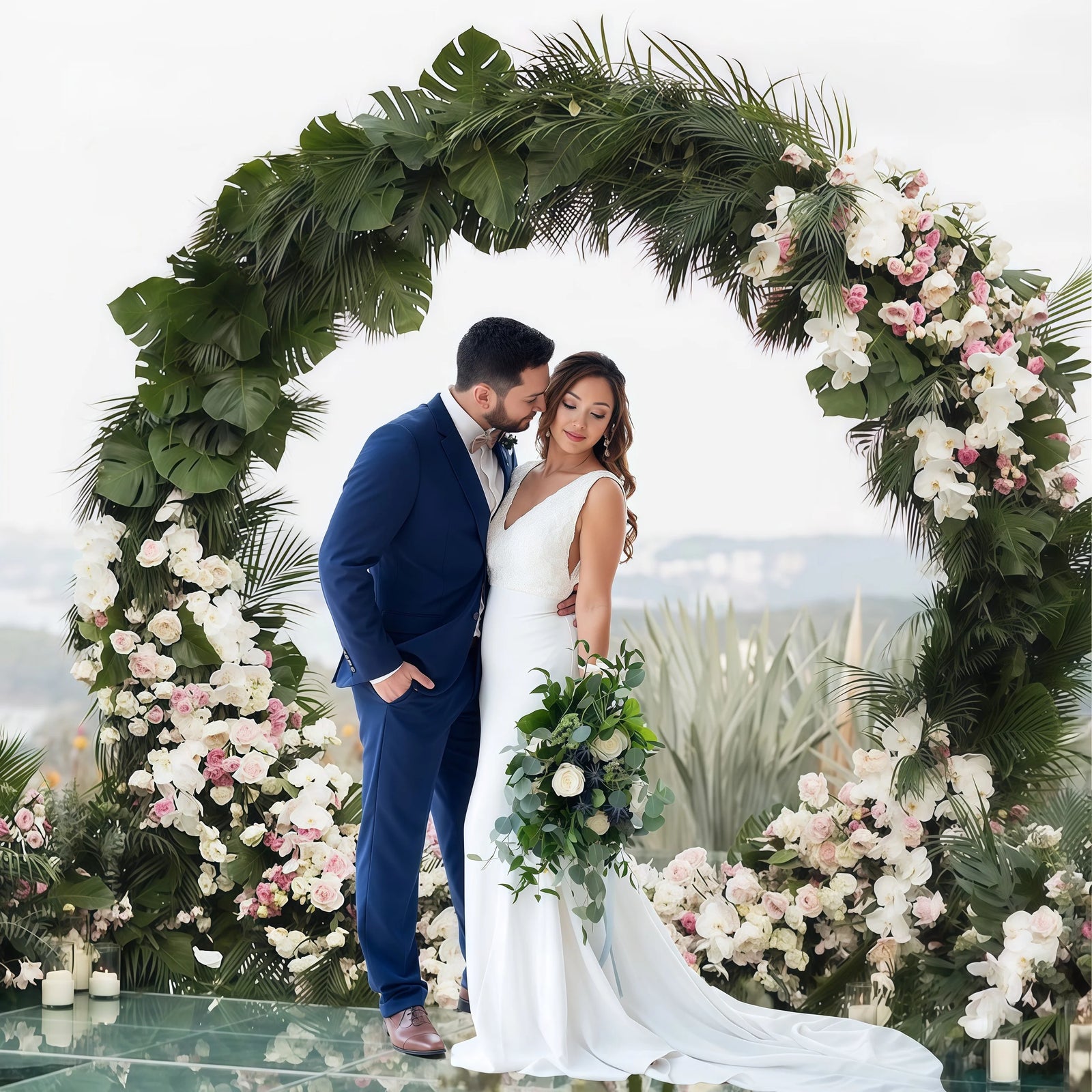 Arche de Mariage Ronde Dorée Démontable en Métal, 150 à 250 cm