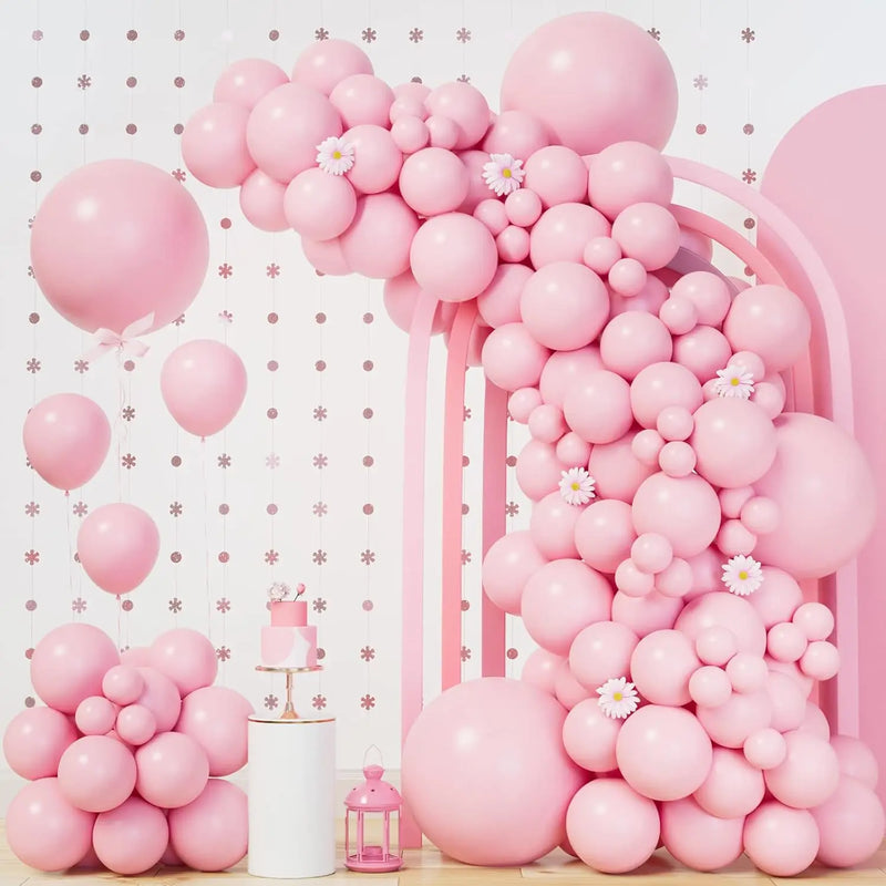 Kit Arche de Ballons 148 Pièces, Rose Pastel, Or, vue d'ensemble