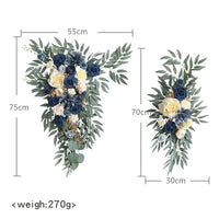 Fleurs et Voilages pour Arche de Mariage, paire de compositions, bleu marine et crème