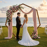 Arche de mariage en bois heptagonale brun foncé
