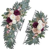 Fleurs pour Arche de Mariage, coloris prune, rose nude et blanc
