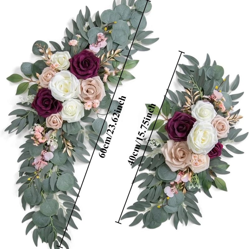 Fleurs pour Arche de Mariage, coloris prune, rose nude et blanc