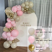 Kit Arche de Ballons Blanc Sable et Beige, blanc sable, rose et or métallisé, 90 pièces