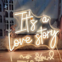 Néon mariage « It's a Love Story », 36 x 28 cm