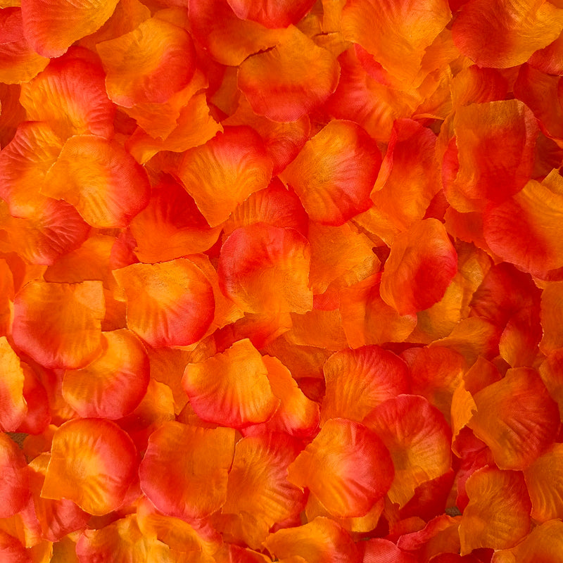 Pétales de Rose Artificielles Multicolores, coloris orange et rouge