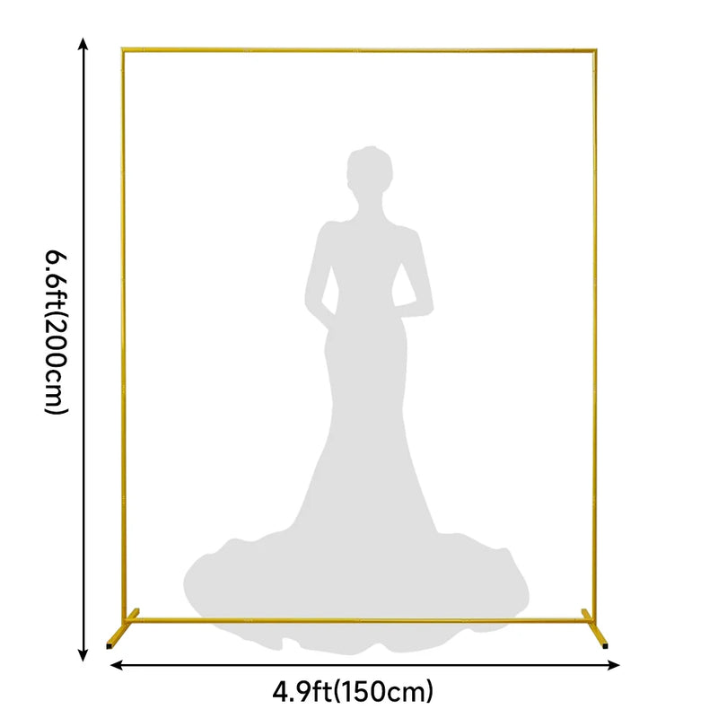 Arche de Mariage Dorée Démontable, Cadre Rectangulaire de 150 ou 200 × 200 cm