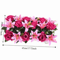 Mur de Fleurs Artificielles, Rangée de Roses et Lys, vue complémentaire 5