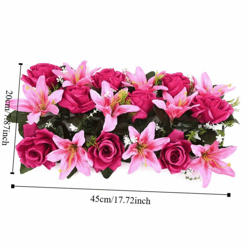 Mur de Fleurs Artificielles, Rangée de Roses et Lys, vue complémentaire 5