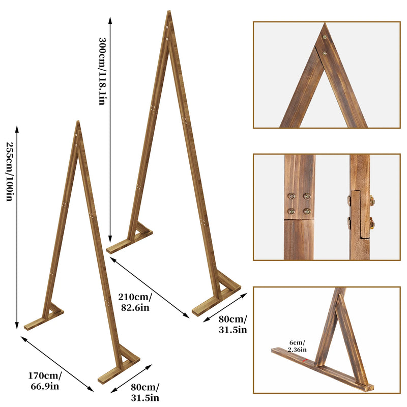 Arche de Mariage en Bois, 2 Arches Triangulaires de 255 et 300 cm