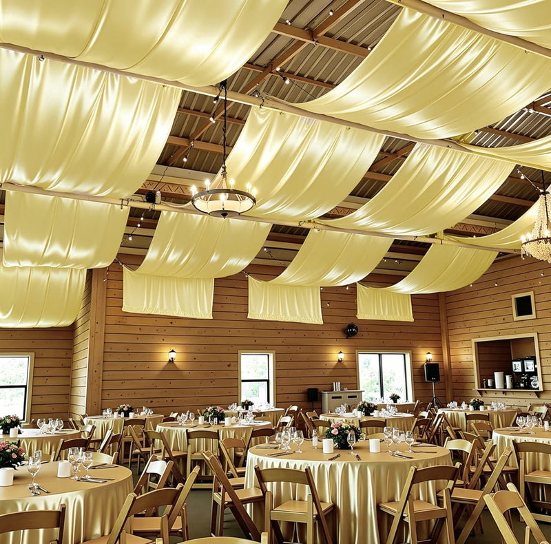 Drapé de Plafond Mariage en Satin, 16 Coloris, 3 à 12 m
