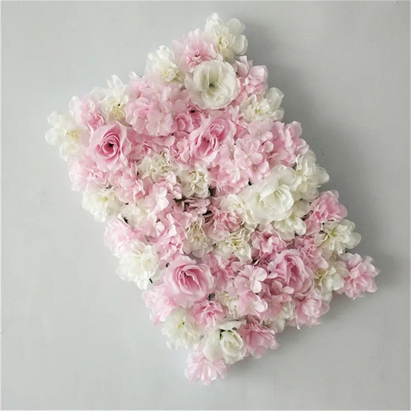 Mur de Fleurs Artificielles, Panneau de Roses Fuchsia 40 × 60 cm, 3 Coloris