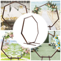 Arche de mariage en bois heptagonale champêtre, 224 x 219 cm