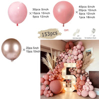 Kit Arche de Ballons Rose Poudré et Nude, 96 à 182 Pièces, rose pâle, vieux rose et cuivre rosé, 153 pièces