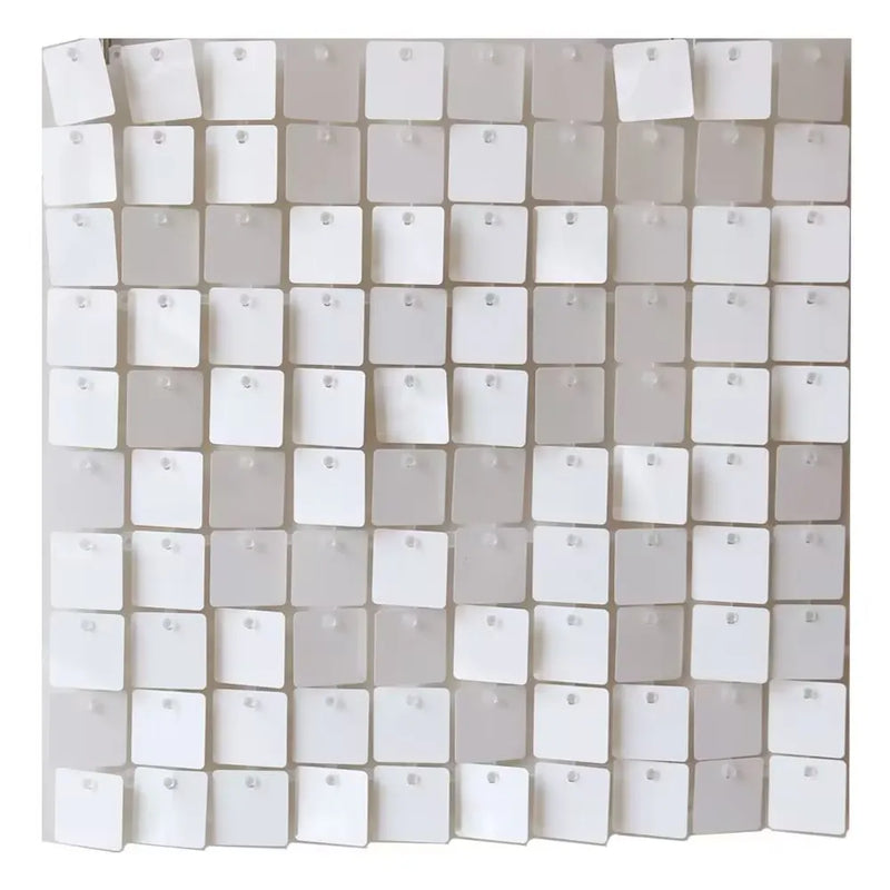 Toile de Fond Mariage à Panneaux Sequins Brillants, coloris blanc