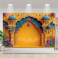 Toile de Fond Mariage Indien Arche Orange et Turquoise, vue complémentaire 6
