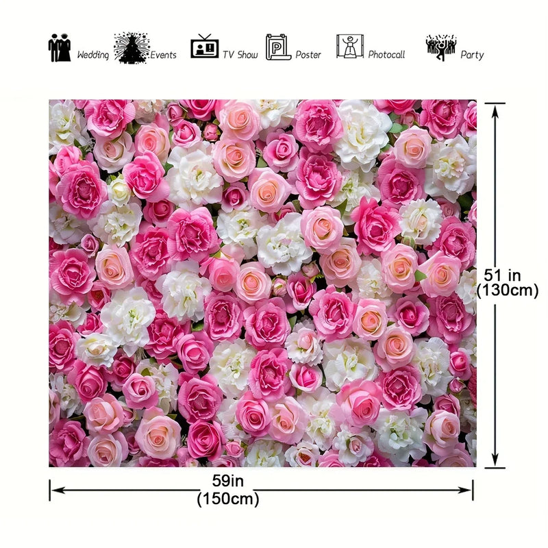 Toile de Fond Mur de Roses, Polyester Imprimé, vue complémentaire 4